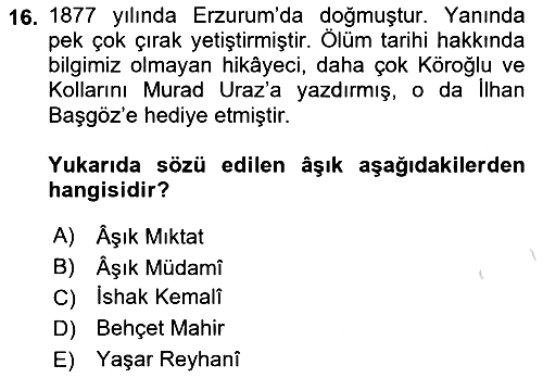 Halk Hikayeleri 2023-2024 Ara Sınav - 16. soru