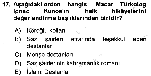 Halk Hikayeleri 2023-2024 Ara Sınav - 17. soru