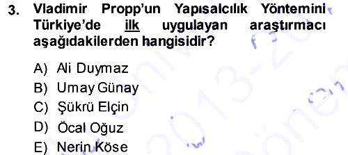 Halk Hikayeleri 2013-2014 Dönem Sonu Sınavı - 3. soru