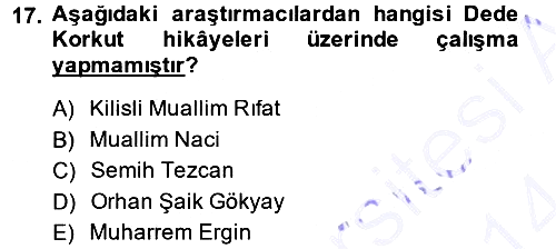 Halk Hikayeleri 2013-2014 Dönem Sonu Sınavı - 17. soru