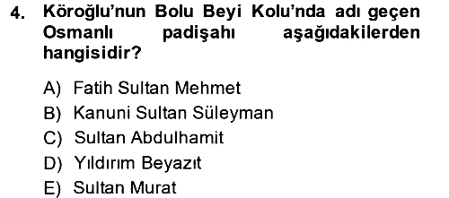 Halk Hikayeleri 2014-2015 Dönem Sonu Sınavı - 4. soru