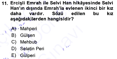 Halk Hikayeleri 2015-2016 Dönem Sonu Sınavı - 11. soru