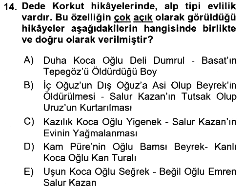 Halk Hikayeleri 2016-2017 Dönem Sonu Sınavı - 14. soru