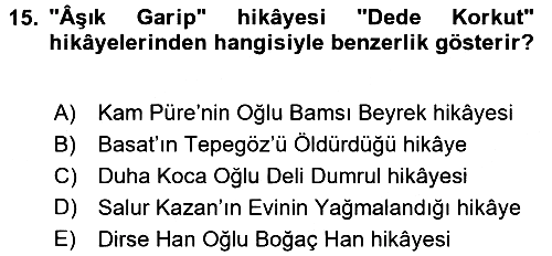 Halk Hikayeleri 2016-2017 Dönem Sonu Sınavı - 15. soru