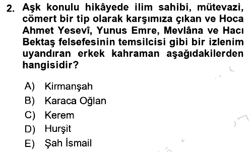 Halk Hikayeleri 2024-2025 Dönem Sonu Sınavı - 2. soru