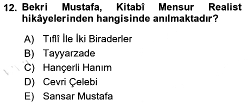 Halk Hikayeleri 2021-2022 Yaz Okulu Sınavı - 12. soru