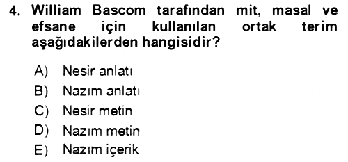 Halk Masalları 2018-2019 Ara Sınav - 4. soru