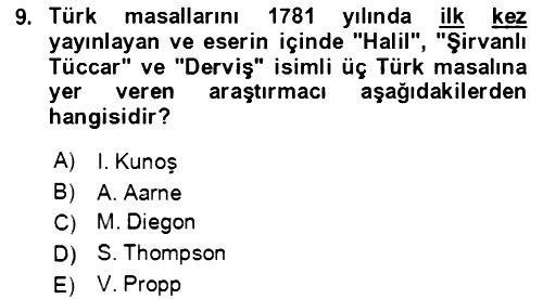 Halk Masalları 2018-2019 Ara Sınav - 9. soru