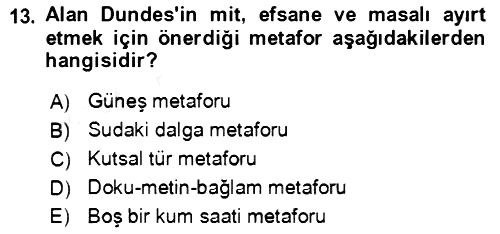 Halk Masalları 2018-2019 Ara Sınav - 13. soru