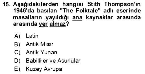 Halk Masalları 2018-2019 Ara Sınav - 15. soru