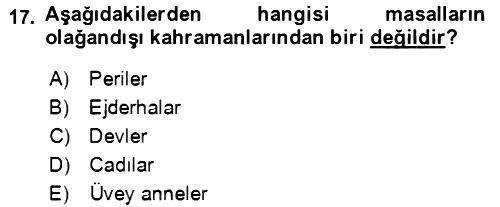 Halk Masalları 2018-2019 Ara Sınav - 17. soru