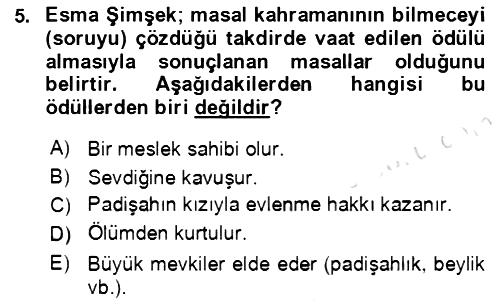 Halk Masalları 2021-2022 Ara Sınav - 5. soru
