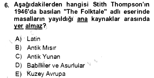 Halk Masalları 2021-2022 Ara Sınav - 6. soru