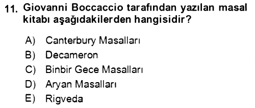 Halk Masalları 2021-2022 Ara Sınav - 11. soru