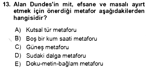 Halk Masalları 2021-2022 Ara Sınav - 13. soru