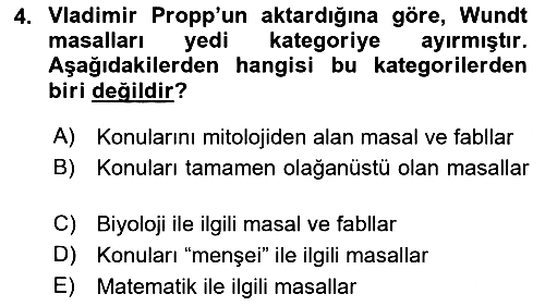 Halk Masalları 2023-2024 Ara Sınav - 4. soru