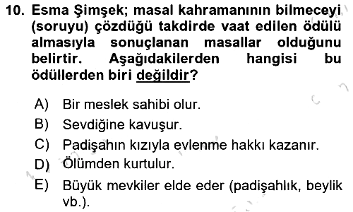 Halk Masalları 2023-2024 Ara Sınav - 10. soru