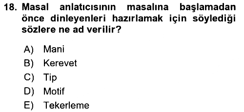 Halk Masalları 2023-2024 Ara Sınav - 18. soru