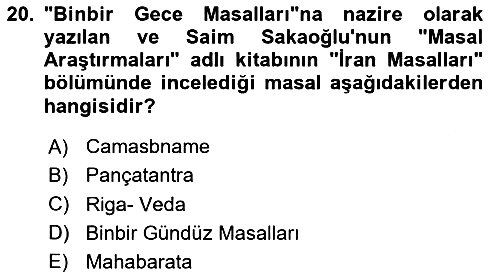 Halk Masalları 2023-2024 Ara Sınav - 20. soru