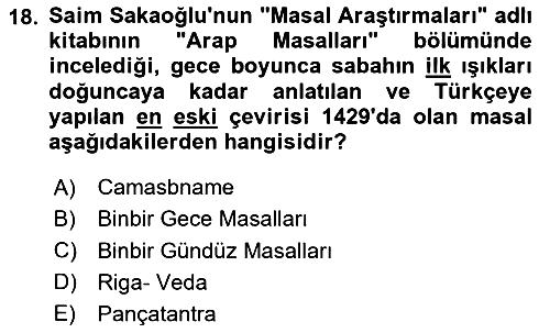 Halk Masalları 2024-2025 Ara Sınav - 18. soru