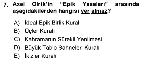 Halk Masalları 2025-2026 Ara Sınav - 7. soru