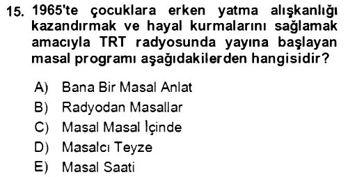 Halk Masalları 2018-2019 Dönem Sonu Sınavı - 15. soru