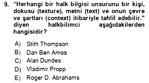 Halk Masalları 2021-2022 Dönem Sonu Sınavı - 9. soru