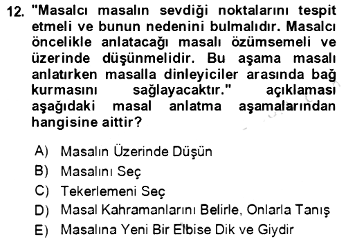 Halk Masalları 2021-2022 Dönem Sonu Sınavı - 12. soru
