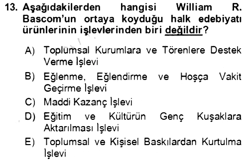 Halk Masalları 2021-2022 Dönem Sonu Sınavı - 13. soru
