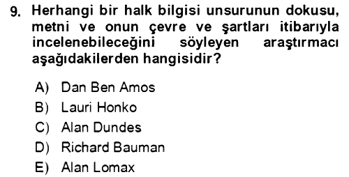 Halk Masalları 2018-2019 Yaz Okulu Sınavı - 9. soru