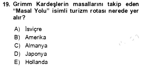 Halk Masalları 2020-2021 Yaz Okulu Sınavı - 19. soru