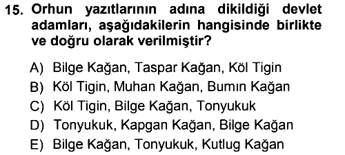 Orhun Türkçesi 2012-2013 Ara Sınav - 15. soru