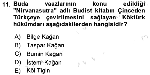 Orhun Türkçesi 2016-2017 Ara Sınav - 11. soru