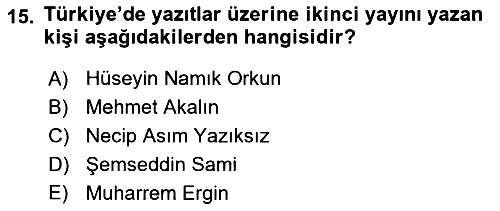 Orhun Türkçesi 2018-2019 Ara Sınav - 15. soru