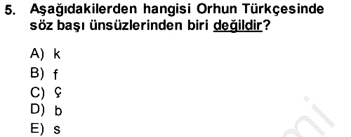 Orhun Türkçesi 2014-2015 Dönem Sonu Sınavı - 5. soru