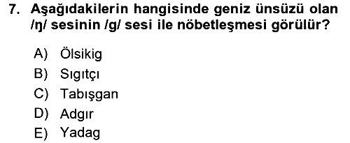 Orhun Türkçesi 2017-2018 Dönem Sonu Sınavı - 7. soru