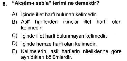 Osmanlı Türkçesi Grameri 1 2013-2014 Ara Sınav - 8. soru
