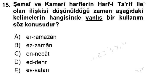 Osmanlı Türkçesi Grameri 1 2024-2025 Dönem Sonu Sınavı - 15. soru