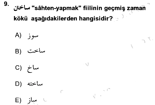 Osmanlı Türkçesi Grameri 2 2018-2019 3 Ders Sınavı - 9. soru