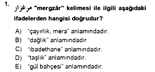 Osmanlı Türkçesi Grameri 2 2018-2019 Dönem Sonu Sınavı - 1. soru