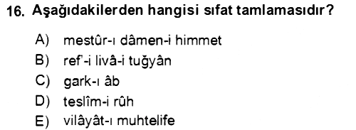 Osmanlı Türkçesi Grameri 2 2020-2021 Yaz Okulu Sınavı - 16. soru