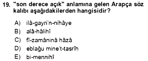 Osmanlı Türkçesi Grameri 2 2020-2021 Yaz Okulu Sınavı - 19. soru