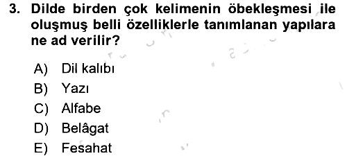 Osmanlı Türkçesine Giriş 1 2016-2017 Ara Sınav - 3. soru