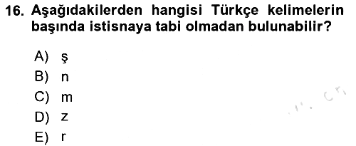 Osmanlı Türkçesine Giriş 1 2024-2025 Dönem Sonu Sınavı - 16. soru