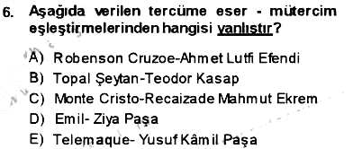 Tanzimat Dönemi Türk Edebiyatı 1 2013-2014 Ara Sınav - 6. soru