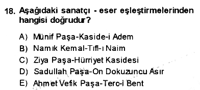 Tanzimat Dönemi Türk Edebiyatı 1 2013-2014 Ara Sınav - 18. soru