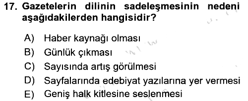 Tanzimat Dönemi Türk Edebiyatı 1 2017-2018 Ara Sınav - 17. soru