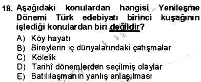 Tanzimat Dönemi Türk Edebiyatı 1 2012-2013 Dönem Sonu Sınavı - 18. soru