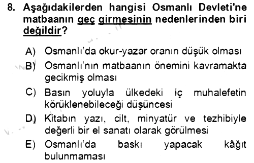 Tanzimat Dönemi Türk Edebiyatı 1 2022-2023 Dönem Sonu Sınavı - 8. soru