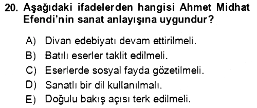 Tanzimat Dönemi Türk Edebiyatı 1 2022-2023 Dönem Sonu Sınavı - 20. soru